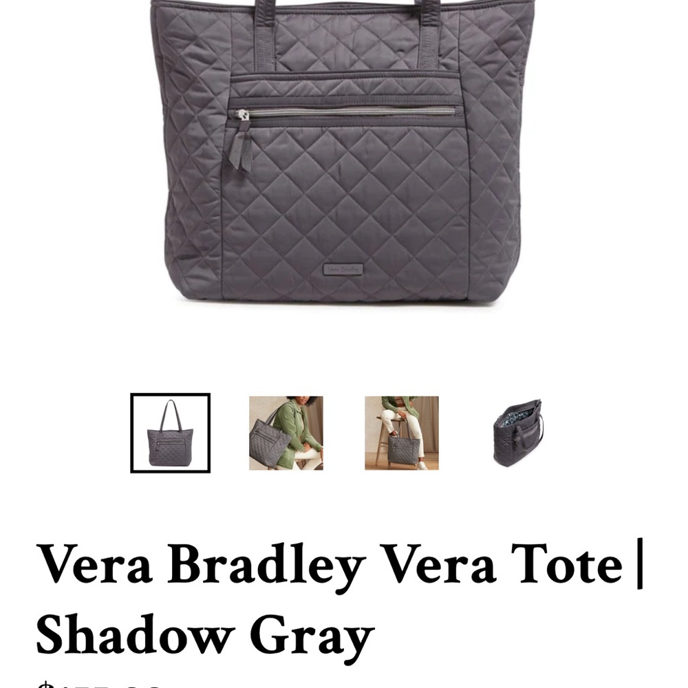 Vera Bradley Gray Tote Bag with Elegant Design